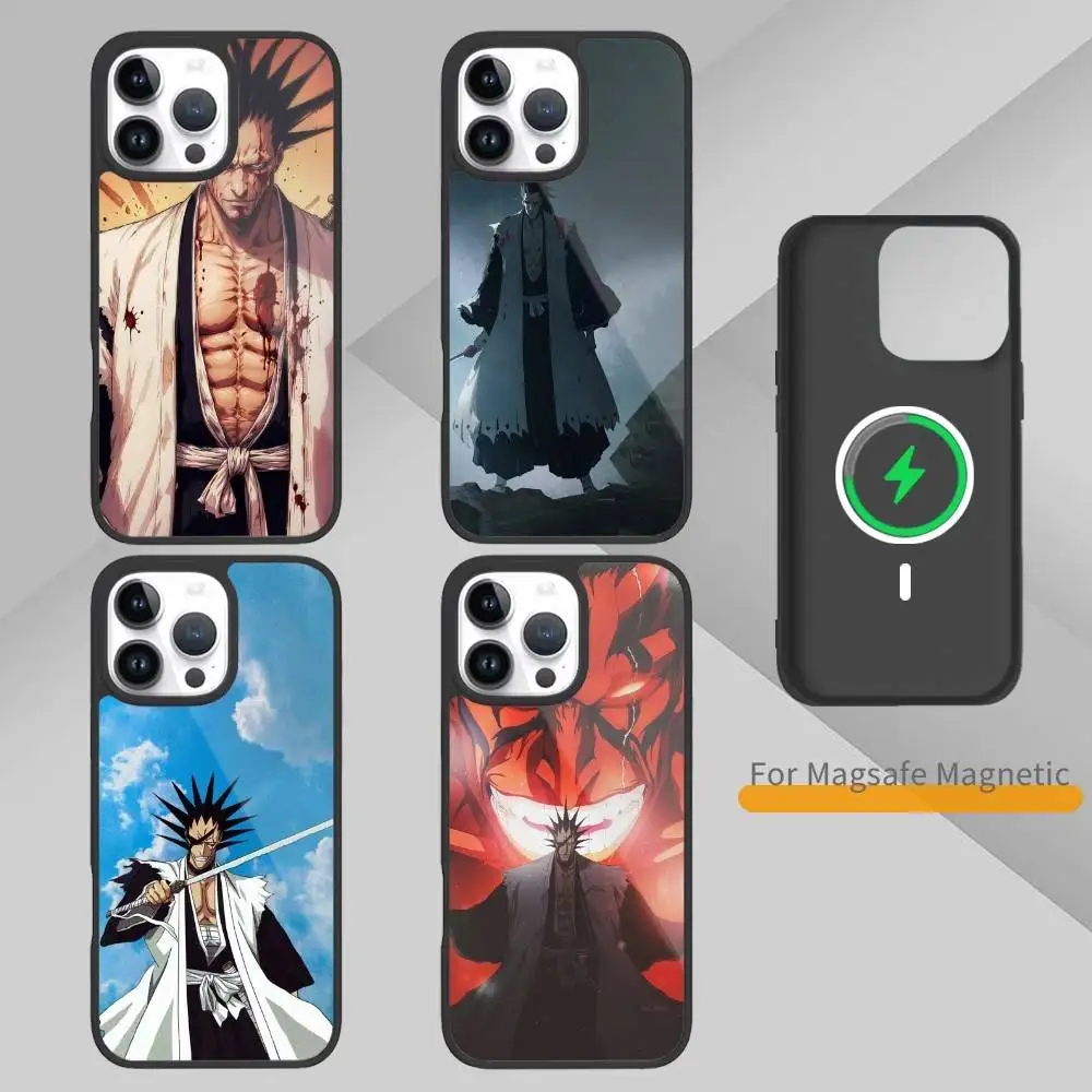 

K-Kenpachi Zaraki Bleach Anime Phone Case For iPhone17,16,15,14,13,12,11 Plus,Pro Max Magnetic For Magsafe Wireless Charging