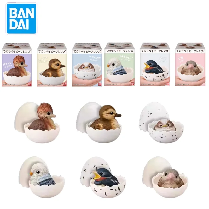 

Bandai Original Shokugan Te no Notta Friends Ostrich & Swallow Bird Anime FigureToys,Miniature Eggshell Ornament,Cute Desk Decor