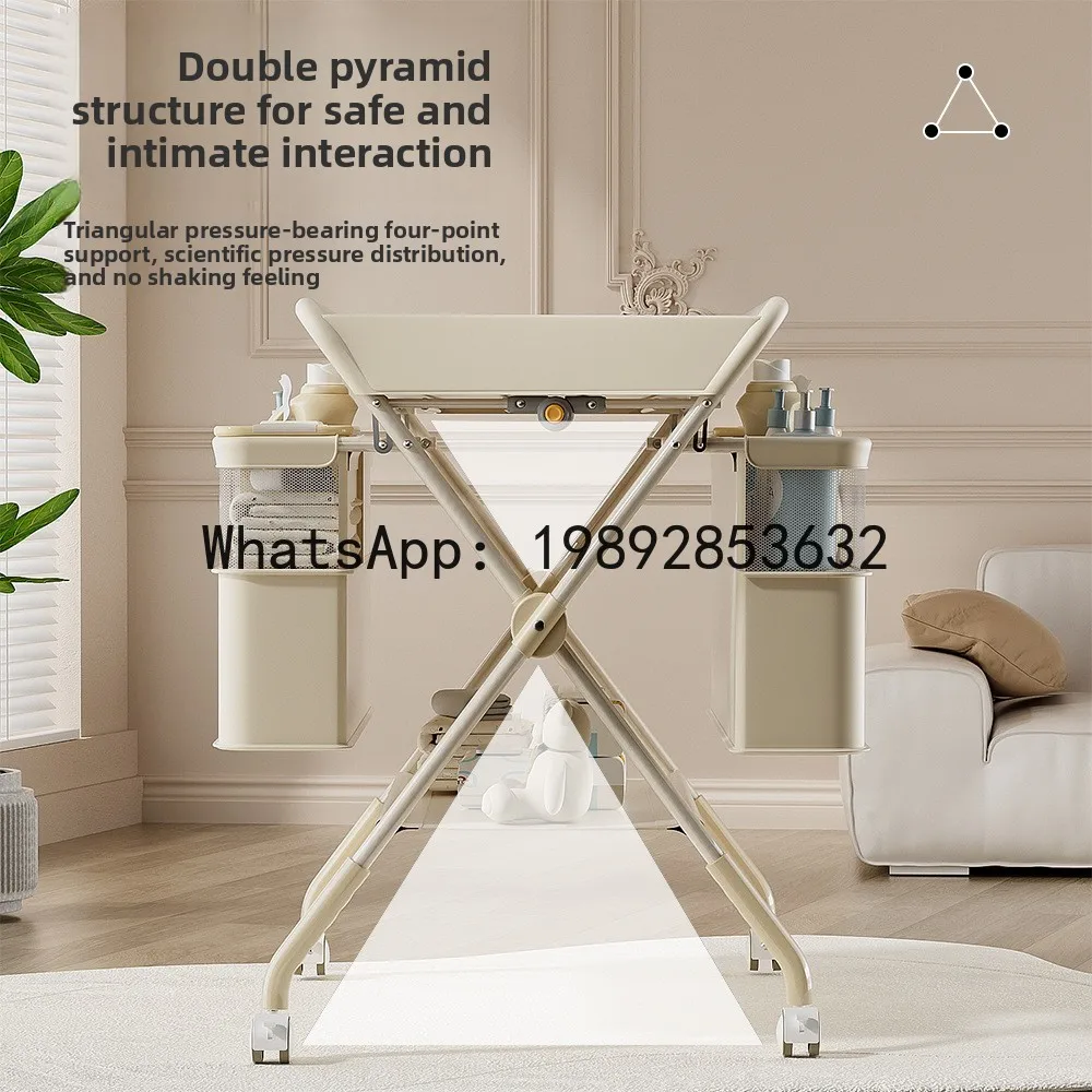 طاولة حفاضات للعناية بالطفل، طاولة تغيير الحفاضات لحديثي الولادة، قابلة للطي ومتعددة الوظائف #2