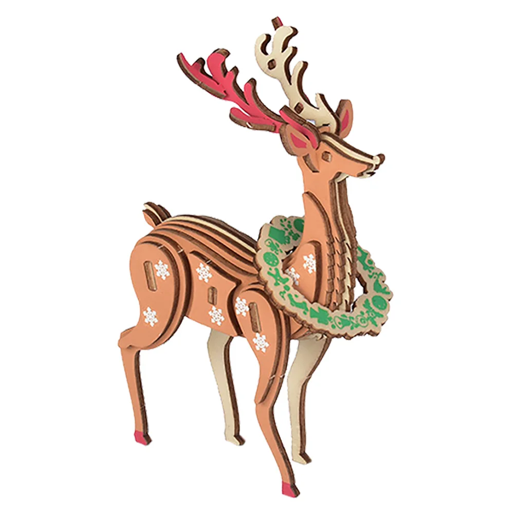 Drewniane puzzle świąteczne z reniferem, zestaw do samodzielnego wykonania dla dzieci, dekoracja świąteczna, łamigłówka z łośmiem, zabawka świąteczna, drewniane puzzle, pomysł na prezent dla chłopca i dziewczynki.