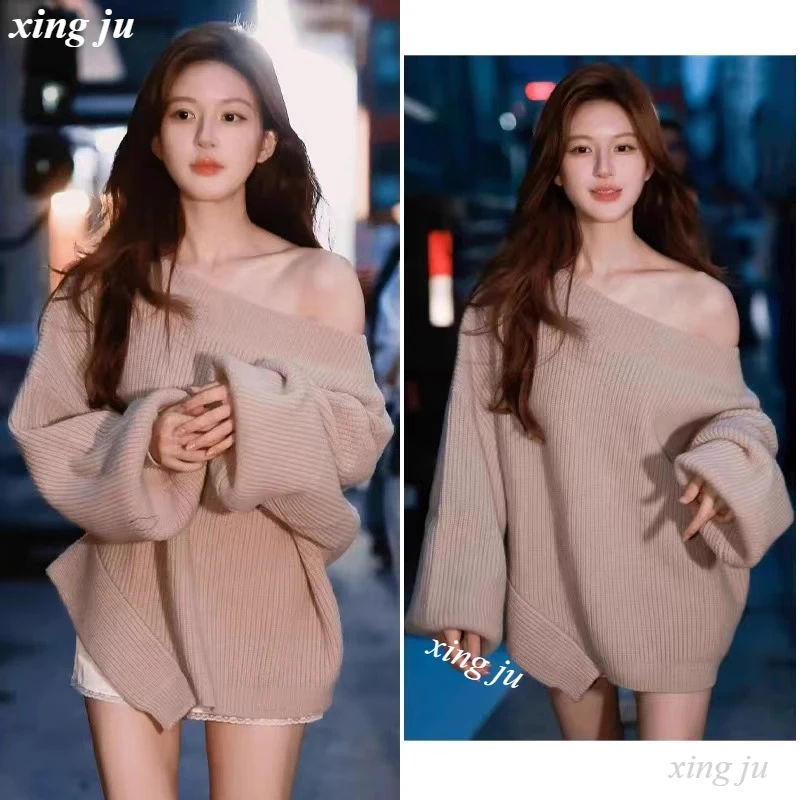 

Loose Irregular Strapless Knit Sweater Women Singer Jazz Dance Costume Nightclub Dj Kpop Clothing Female Stage Performance Wear