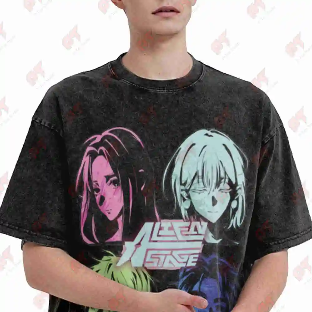 2026 Alien Stage Sua Mizi Ivan Till Alnst Ivantill Mizisua Idol Anime Vintage Washed Tee Pure Cotton T-Shirt