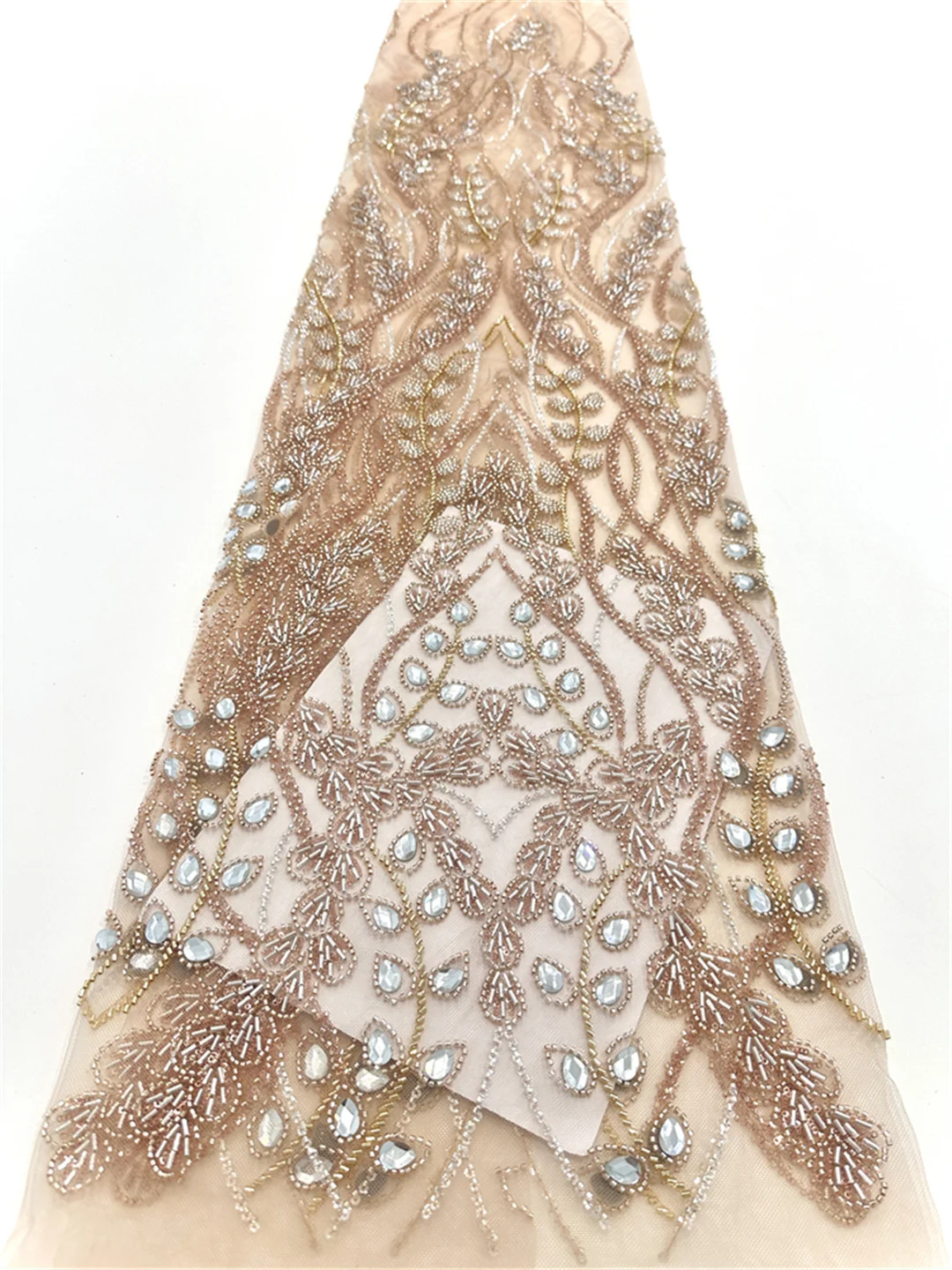 Latest African Heavy Beads Lace Fabric Nigerian Sequins Groom Lace French Tulle Fabric For Wedding Party Dress