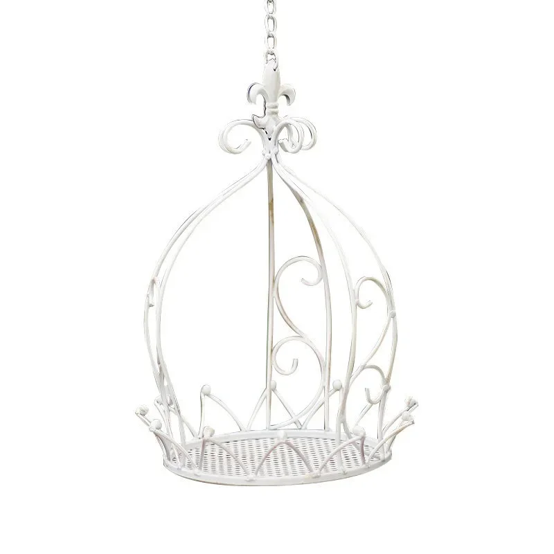 Wrought iron hanging basket flower pot hanging iron chain hook swing hanging potted plant flower green plant storage balcony cou