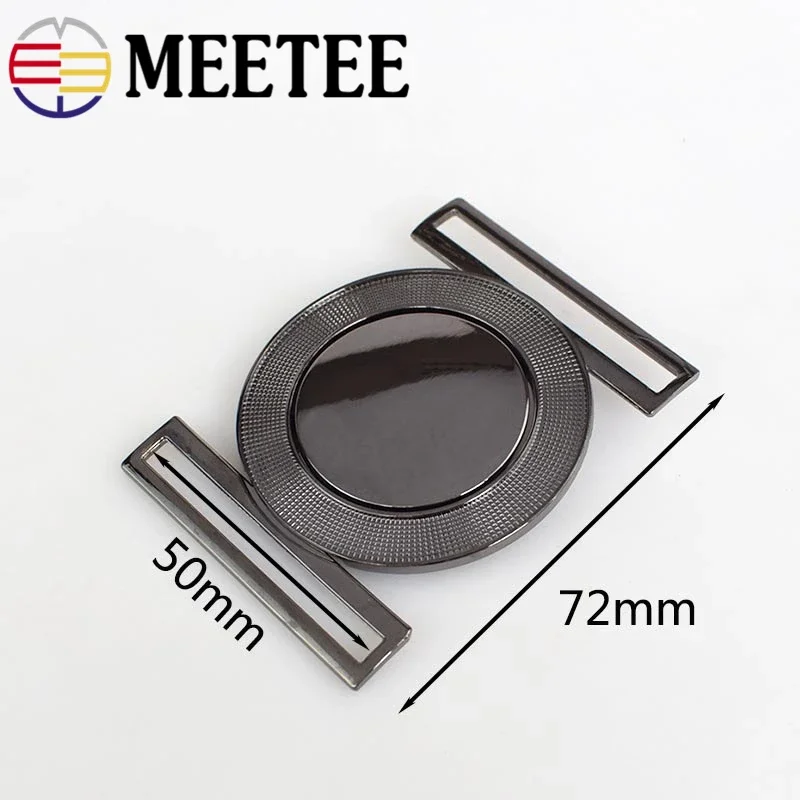 2/4Pcs Meetee 50mm Metal Alloy Belt Buckle Decor Buckles for Women's Coat Down Jacket DIY Clothing Hasp Bags Buttons Accessories