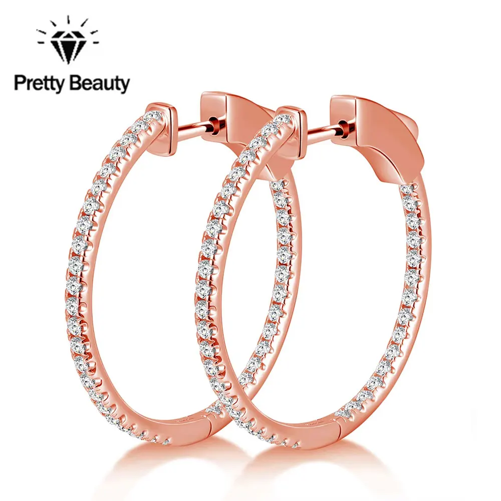 

M-JAJA Rose Gold 30/50mm Moissanite Hoop Earrings S925 Sterling Silver for Women Wedding Party Diamond Earrings Luxury Jewelry