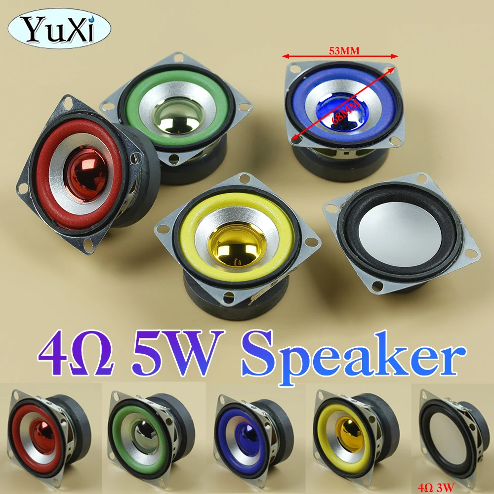 1Pc 5W 4Ohm Full-frequency Speaker Square Bluetooth Audio Radio External Magnetic Loudspeaker 3W 4Ohm 53MM