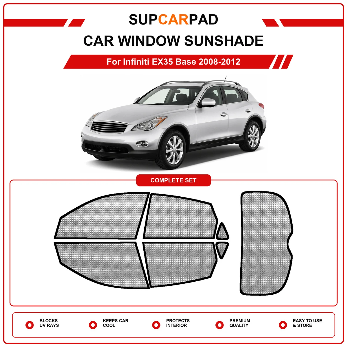 For Infiniti EX35 Base 2008-2012 Pre‑Cut Auto Window Sunshade Anti‑UV Car Sun Visor Protector