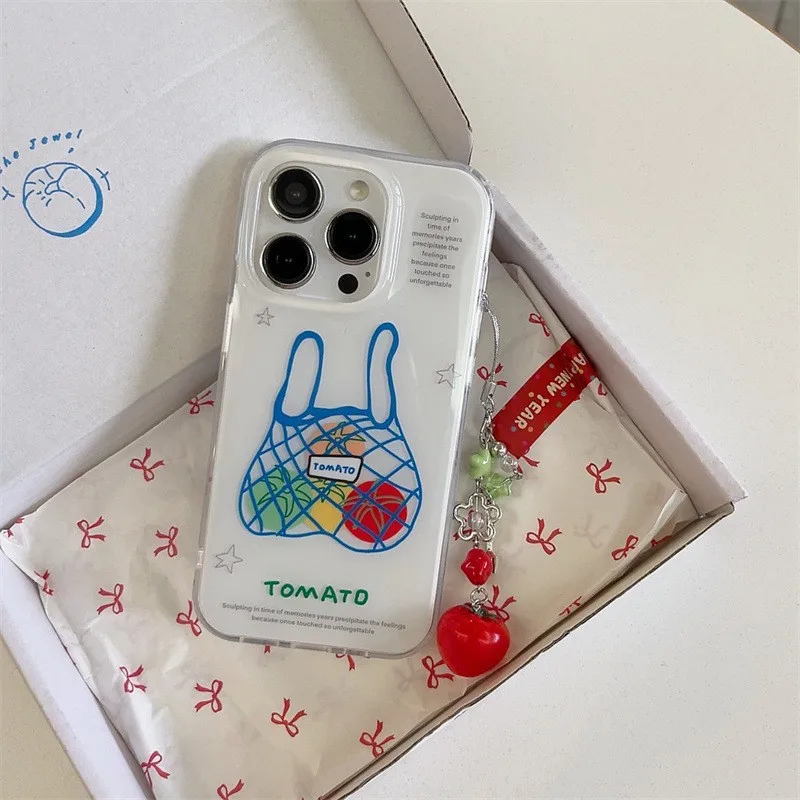 Coque de téléphone coréenne INS, un sac de tomates, pour Xiaomi Redmi Note K60 13 12 12C 11 10 10C 13C 10X K50 9T Pro Plus Ultra 4G 5G