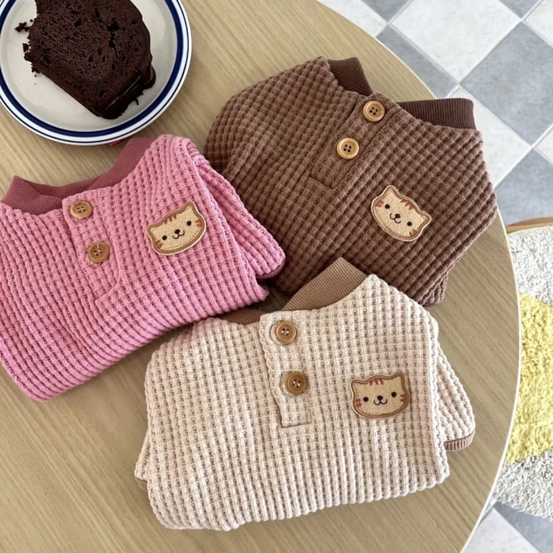 Pet Waffle Four Legged Clothes Dog Home Pajamas Teddy Clothes Autumn and Winter Base Clothes Yorkshire Small Puppy Jumpsuit