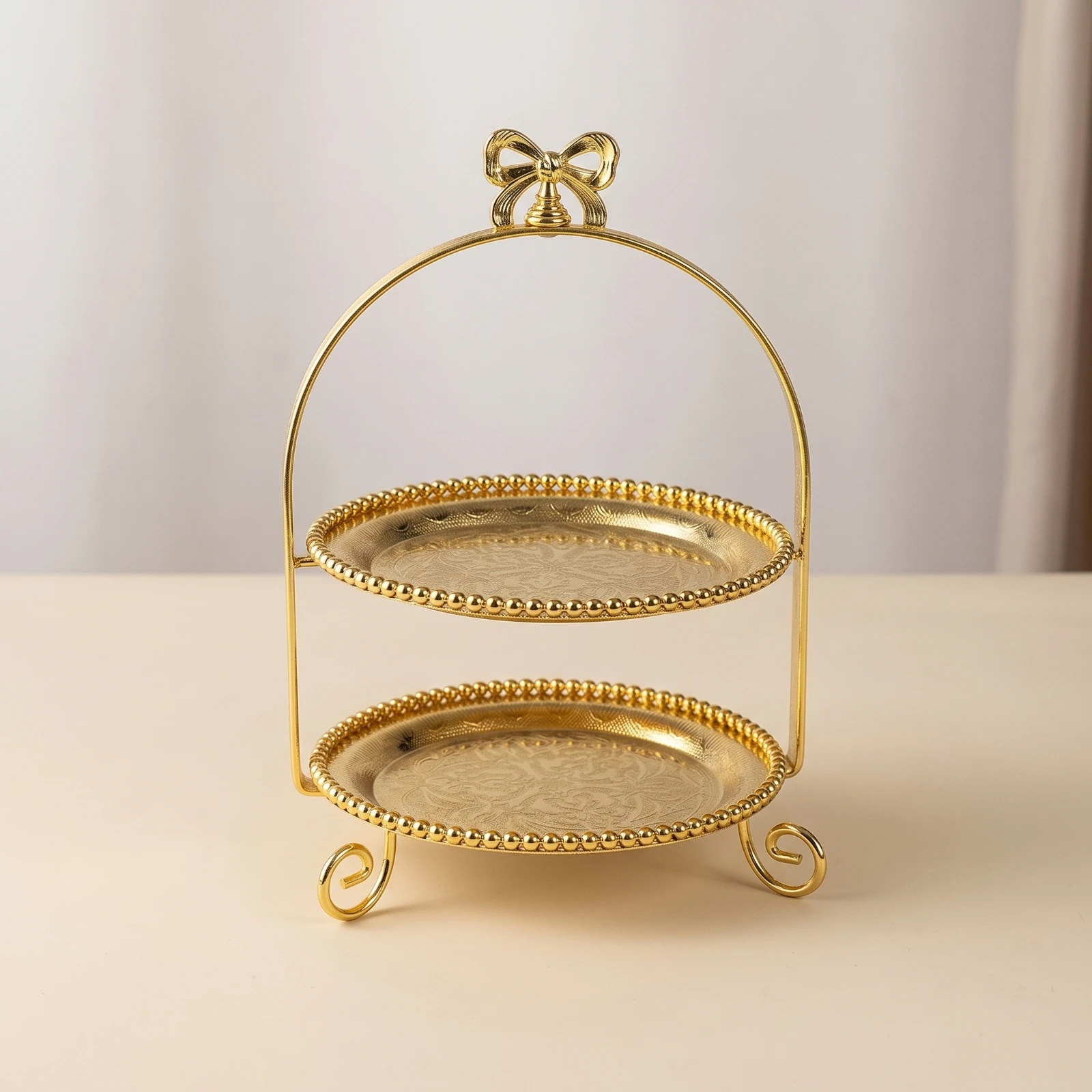 Arched Dessert Stand Decorative Dessert Stand with Round Plates Display Stand with Butterfly Finial Tiered Serving Tray Sturdy