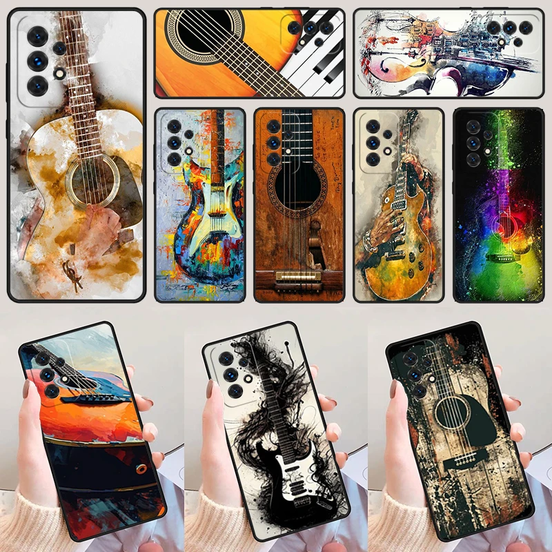 Acoustic Guitar Artistic Music For Samsung Galaxy A52 A72 A73 A20e A21S A50 A70 A12 A42 A31 A40 A51 A71 A32 A80 A91 Phone Case