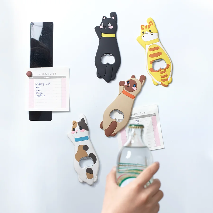 1pc Cute Cat Magnetic Bottle Opener, Home Decoration, Cartoon Beer Bottle Opener, Magnetic Decoration, Restaurant Wine Opener