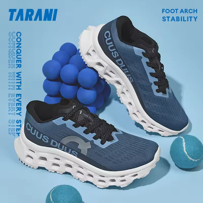 Men's Cushion Running Trainers Shock Absorbing Hollow Midsole Supercritical EVA Sneakers Breathable Fitness Athletic Shoes