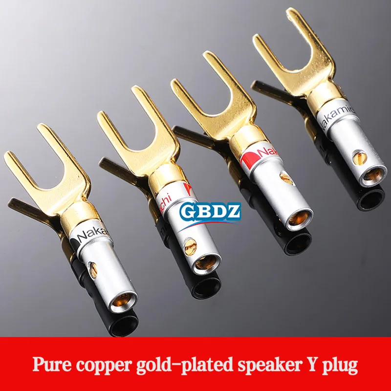 

1-20Pcs Gold plated Y U Shape Banana Plug Audio Speaker Plugs Screw Lock Fork Spade Cable Wire Connector for Binding Post
