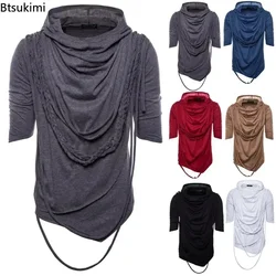 New 2026 Men's Tassel Irregular Design T-shirts Punk Rock Hip Hop Tees Summer Streetwear Trend Gothic Style Hooded Tops for Men