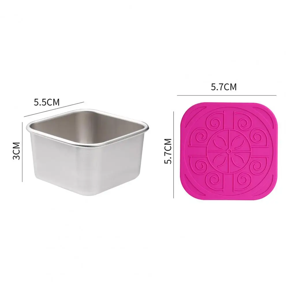 Metal Lunchbox Containers 60/180ml Stainless Steel Sauce Cups with Leakproof Silicone Lids Stackable Food Storage Containers