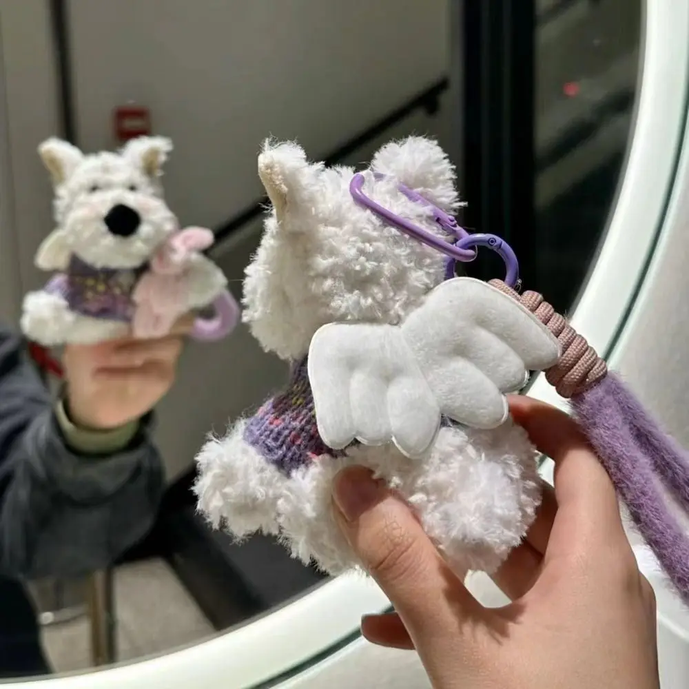 Colgante de bolso de las Tierras Oeste de peluche, Animal de dibujos animados, muñeco de cachorro de peluche antipérdida, llavero de peluche, colgante de coche bonito, colgante de bolso