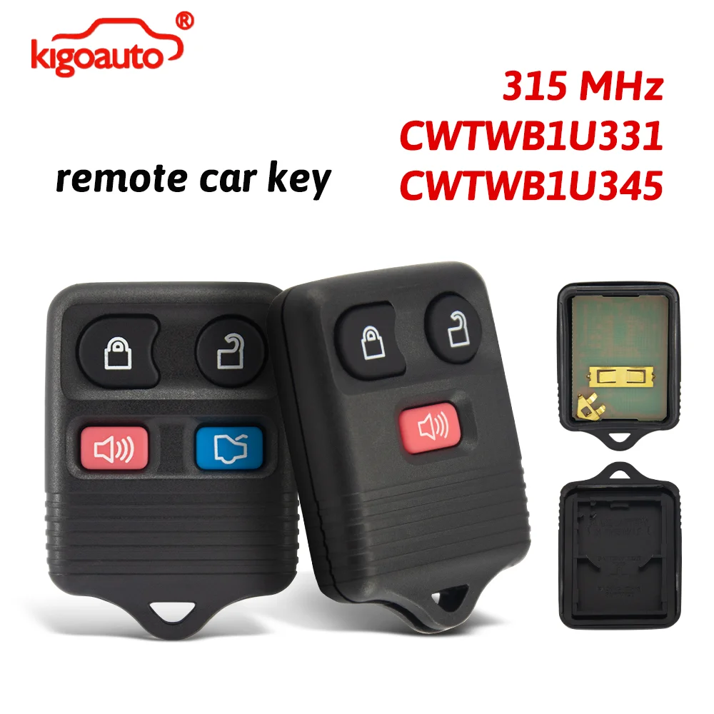 KIGOAUTO Complete Remote Car Key 3/4 Buttons 315MHz For Ford Escape F150 Explorer 2001 2002 2003 2004 2005 2006 2007 Transmitter