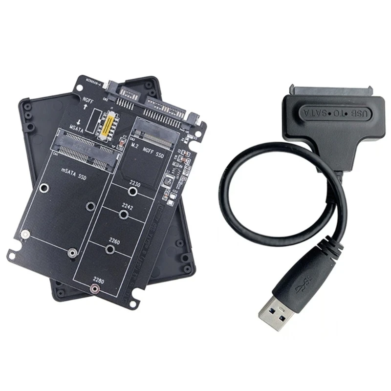 MSATA and NGFF M.2 to SATA3 Adapter Enclosure With USB Link Cable for Efficient Data Management Dropship