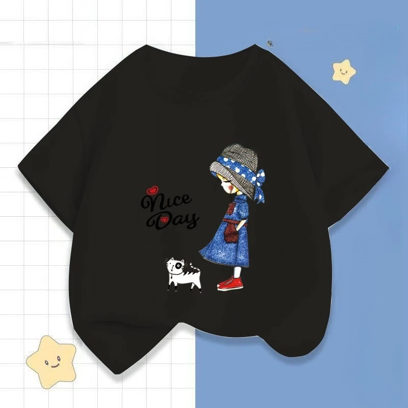 The New Summer Top Is A Trendy Half-sleeved Summer Outfit for Little Girls Kids Clothes Girls Clothes