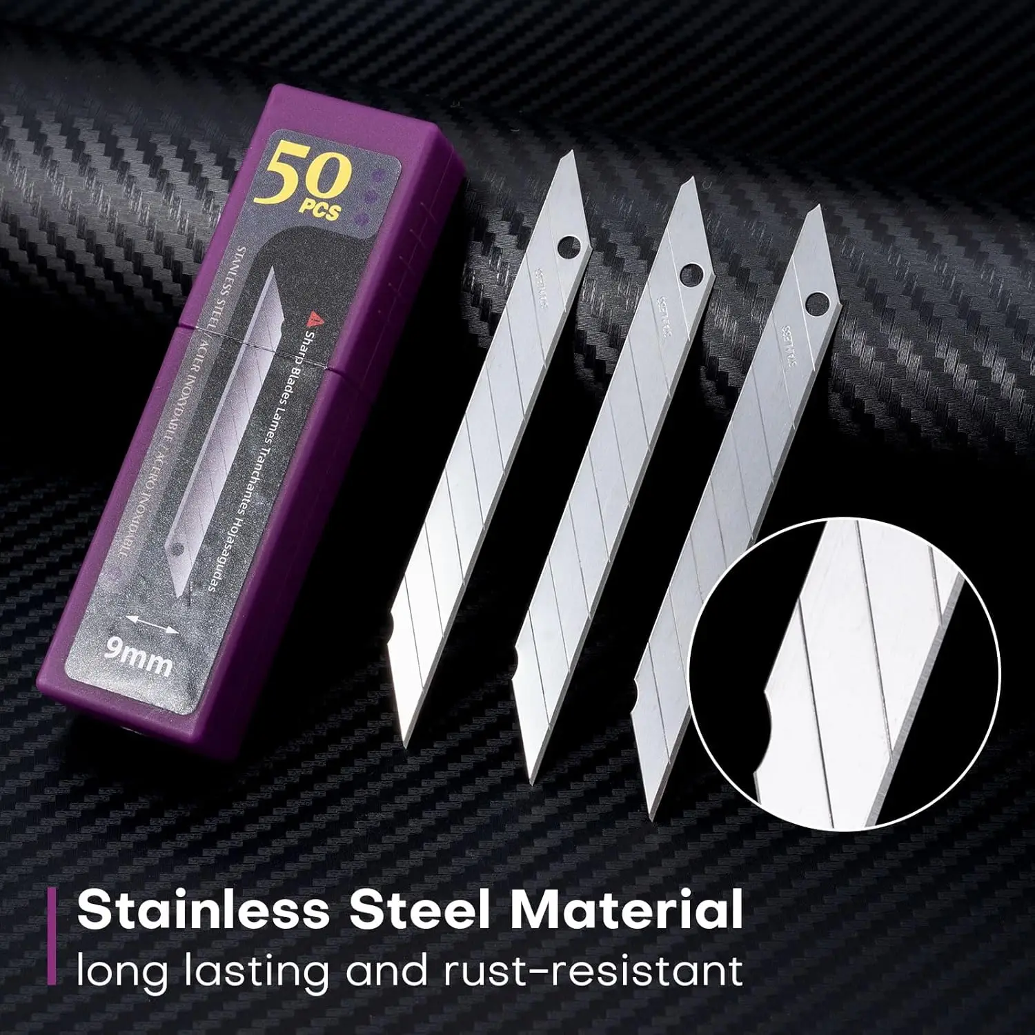 FOSHIO Stainless Steel Replacement Blade For 9mm Utility Craft Art Knife Vinyl Cutting Tool 30/60 Degree Spare Snap Off Blades