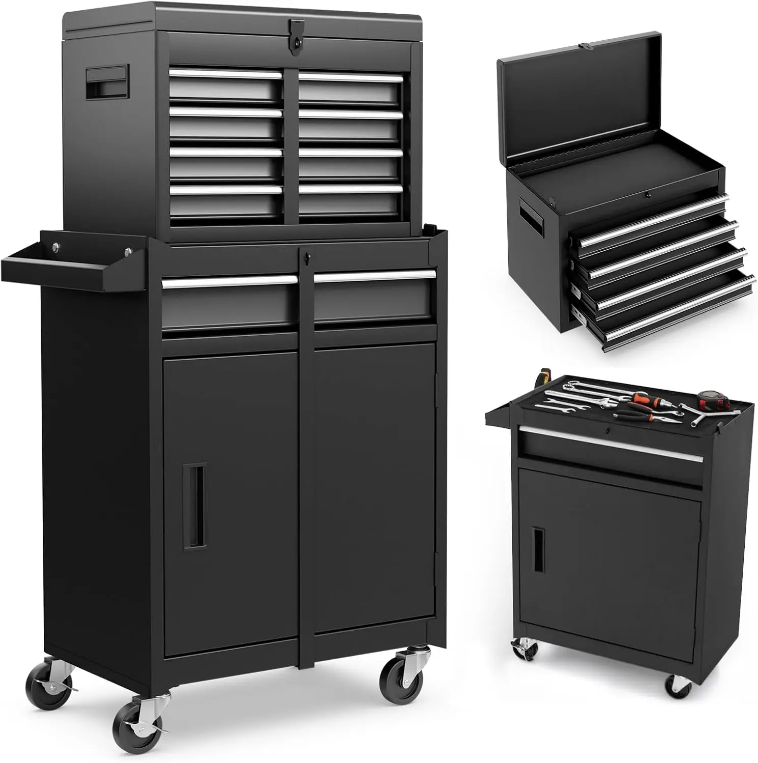 Tool Chest Cabinet Rolling- Heavy Duty Material & Lockable Top-Box & Storage Cabinet for Garage and Workshop - 5-Draw