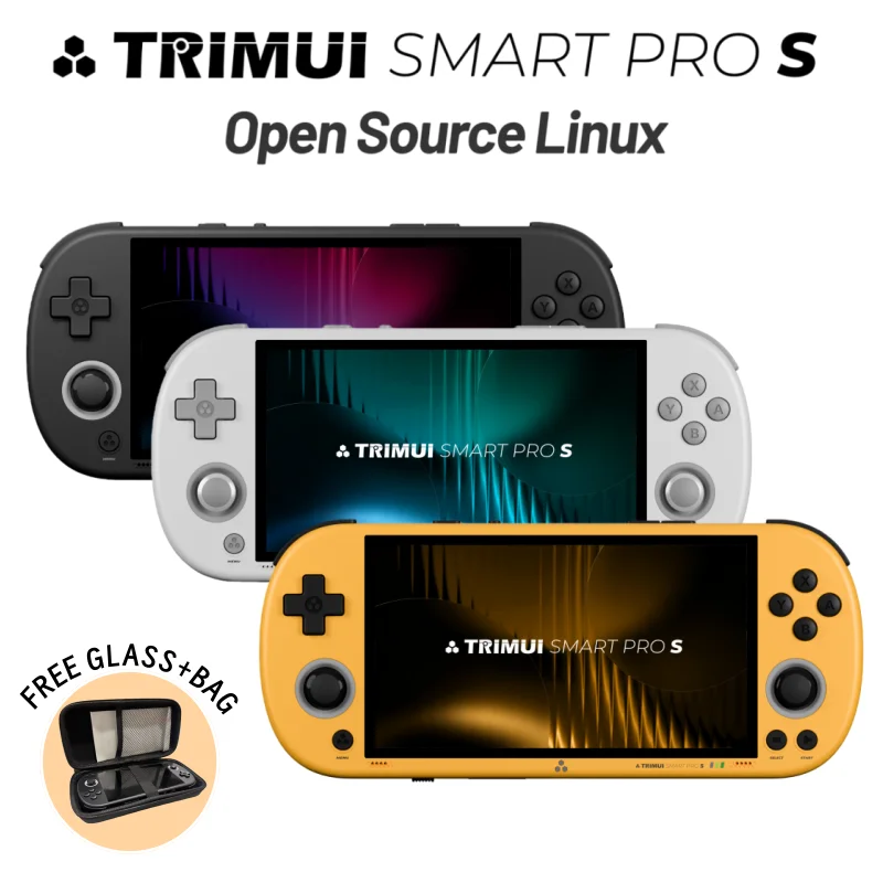 

Портативная игровая приставка Trimui Smart Pro S 2026 с 4,96-дюймовым IPS-экраном 1280x720 пикселей, полностью ламинированным, новым обновлением, беспроводная, HD, TG5050