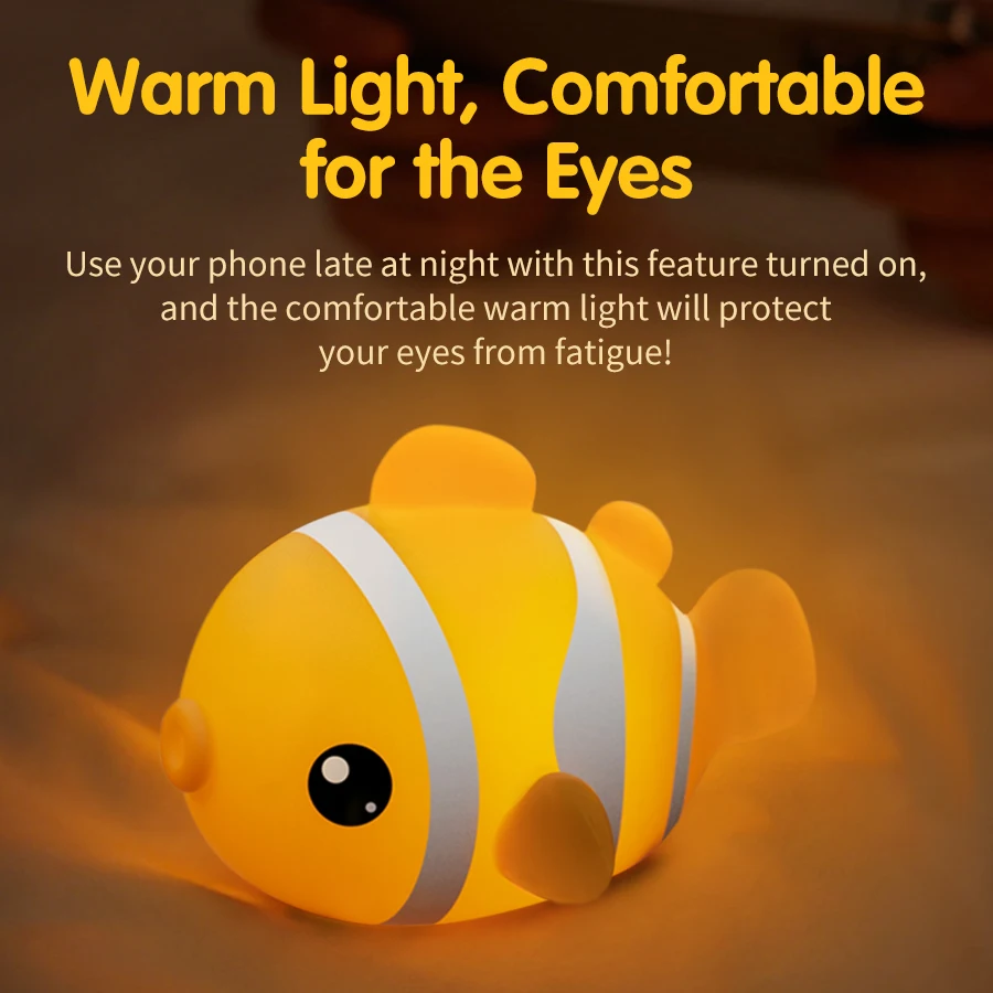 

Сенсорная прикроватная лампа с регулируемой яркостью, ночник с тропической рыбой для детей, светодиодная милая силиконовая лампа с изображением рыбы-клоуна, декор комнаты, подарок на день рождения