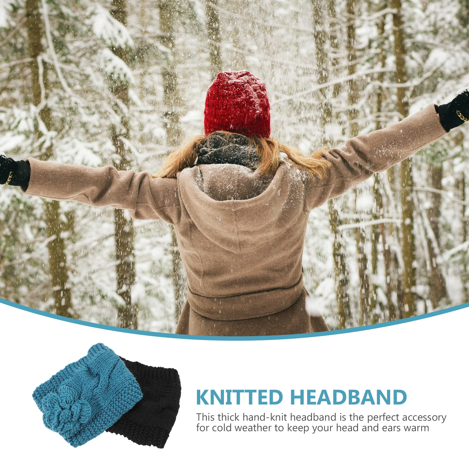

2Pcs Stretchy Knitted Winter Headbands Warm Hair Wraps Elastic Headbands Women Fashion Accessories Winter Headband