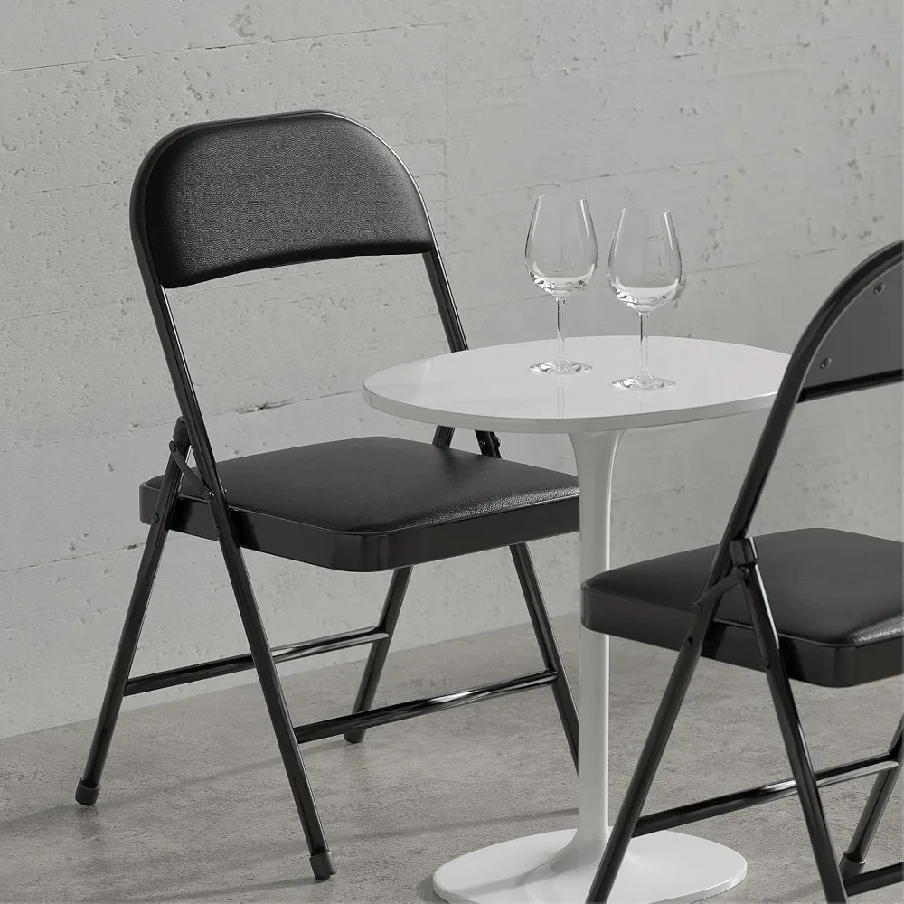 12 Pack Padded Vinyl Cushion, Steel Frame Folding Chairs Folding, Comfortable Cushion, Durable