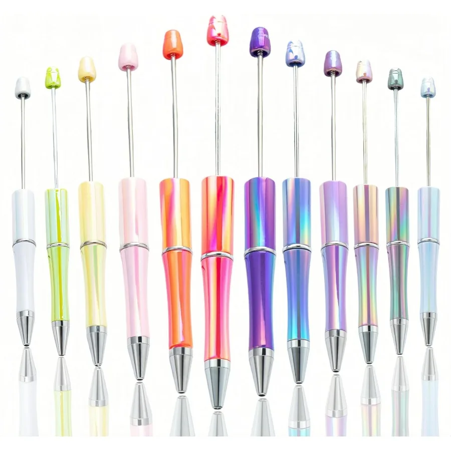 

Ручки с бисером, 12 шт., блестящие необычные ручки с градиентом цвета, оптом для женщин, ручки с фокусными бусинами, выдвижная шариковая ручка, крутые милые ручки для Tw