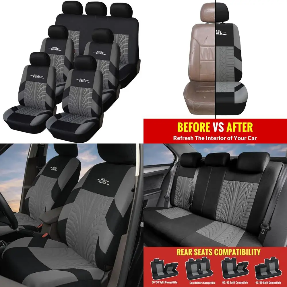 

AUTOYOUTH Трехрядные чехлы на автомобильные сиденья с 7-мя подголовниками Универсальный комплект чехлов на сиденья для автомобилей, грузовиков, внедорожников, подушка безопасности, совместимая и