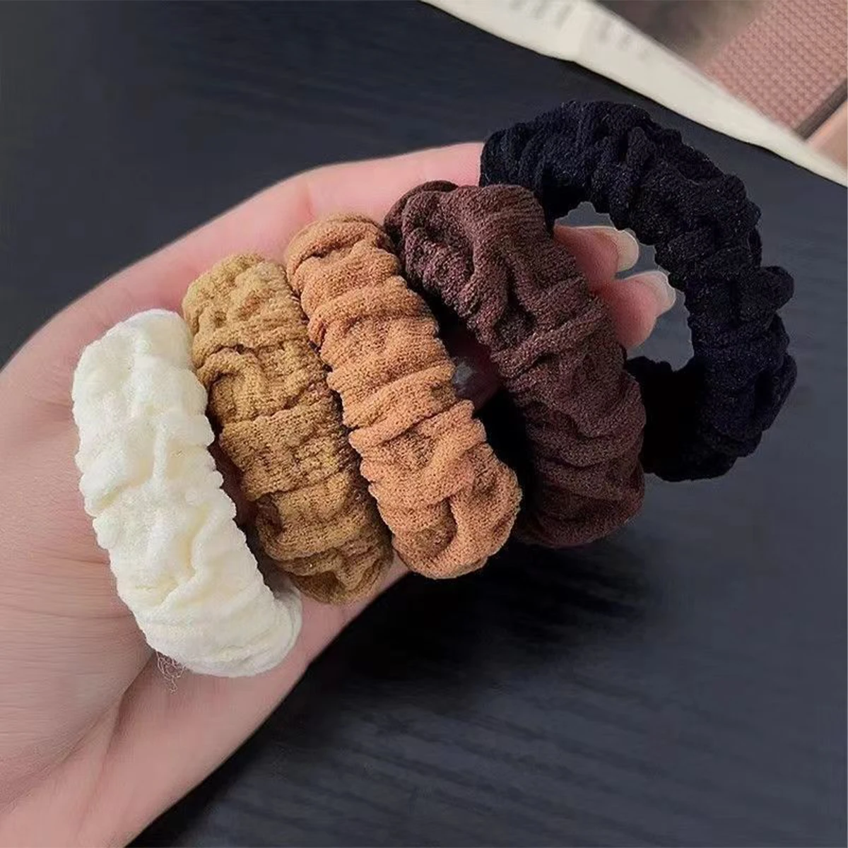 5pcs high ponytail balls head extra thick head rope hair tie super elastic seamless leather band hair ornament hair tie hair tie