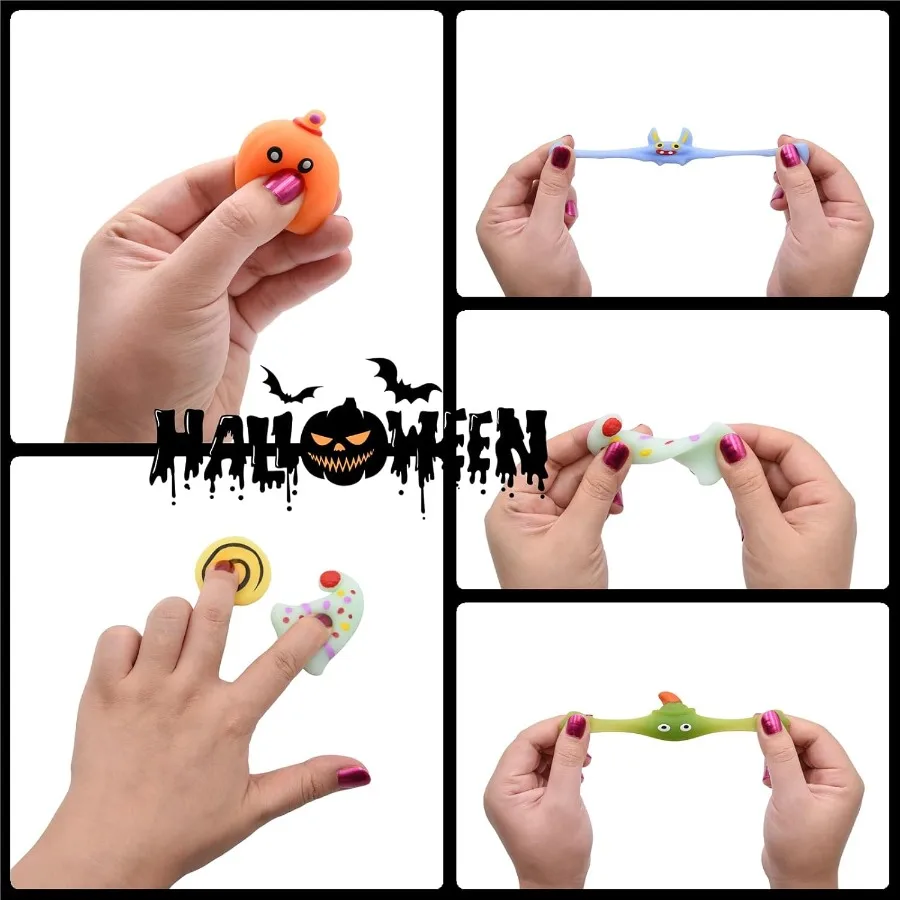 24 Pack Halloween Mochi Squishy Toys Squeeze Squishies for Girls Boys Fun Party Favors and Stuffers for Halloween Goodie Bags T