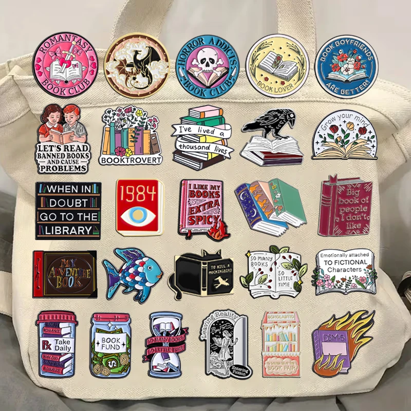 Book Collection Enamel Pins Lets Read Banned Books Fantasy Novel Brooches Lapel Badge Jewelry Gifts For Bookworm Reader Friends