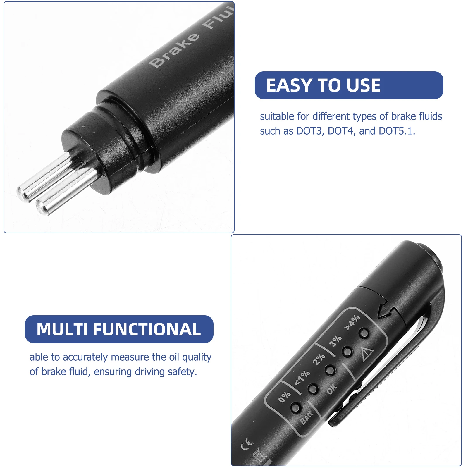 

Fluid 4 5 1 Car Liquid Tester Testing Tool Car Brake Oil Test Device Portable Brake Liquid Tester Pen Black