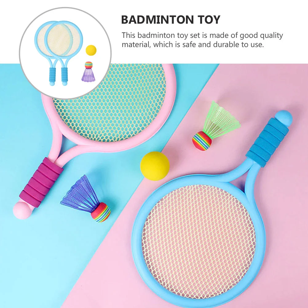 2pcs Badminton Racket Set for Kids Lightweight Plastic Toy Sports Equipment AntiSkid Handle Gift Promotes Coordination