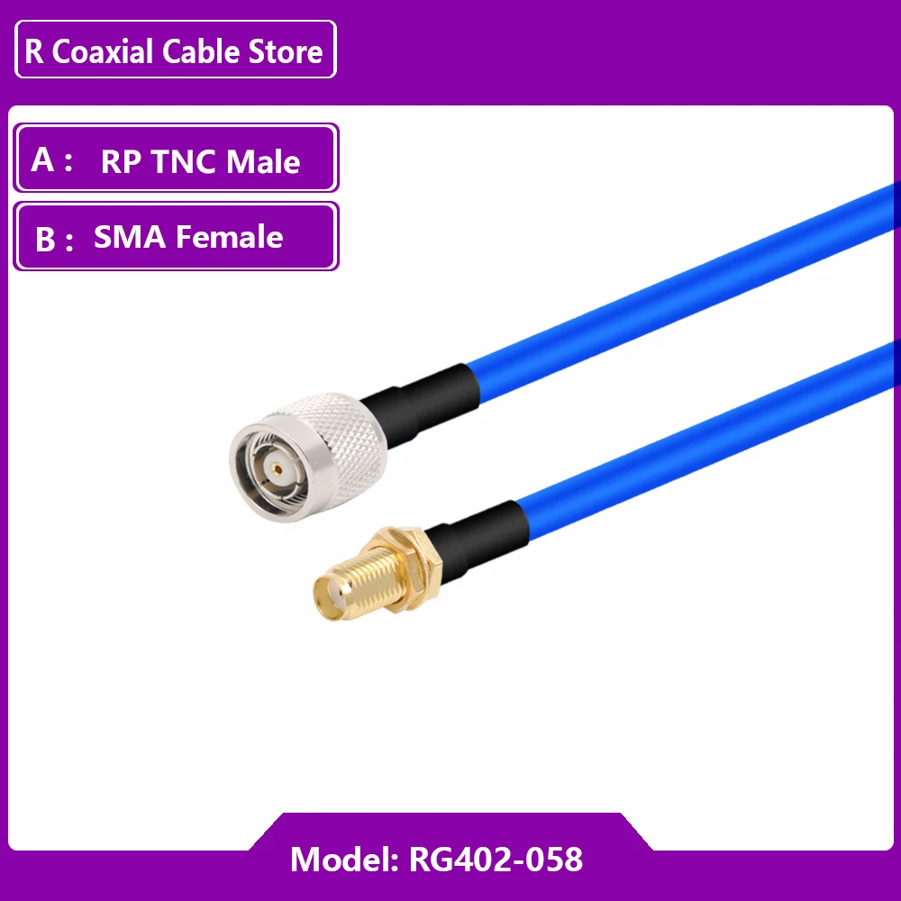 RF Coaxial Pigtail Extension Cord, RP, TNC macho Plug para SMA macho fêmea RF adaptador, RG402 cabo semi flexível, 50 Ohm