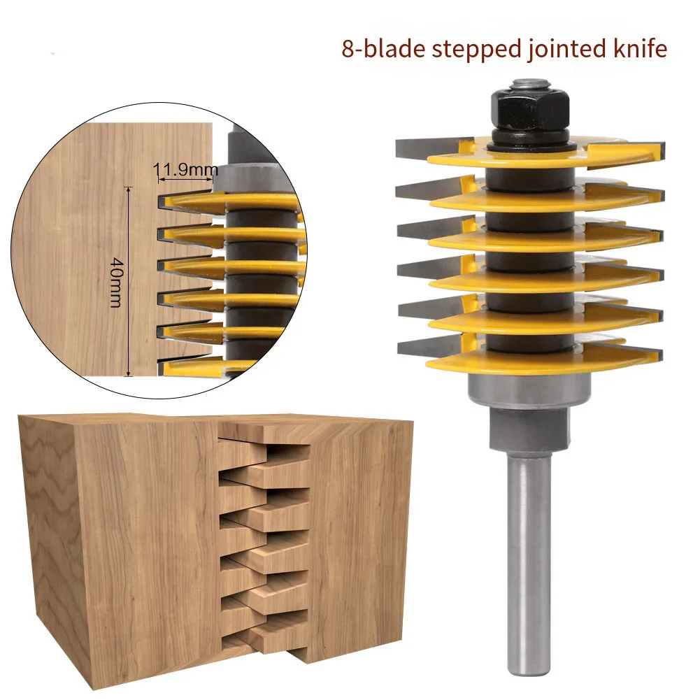 

﻿ 1pc Adjustable Finger Joint Router Bit 8-handle Splicing With Adjustable Depth Control Milling Cutter Cone Woodwork Cutters