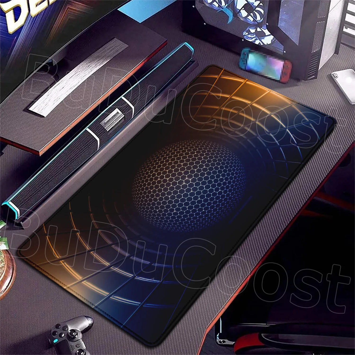 Cool Technology Pattern Mousepad Hexagon Geometric Mouse Pad Desk Rubber HD Desk Pad Extended Gaming Keyboard XXL Gamer Desk Mat
