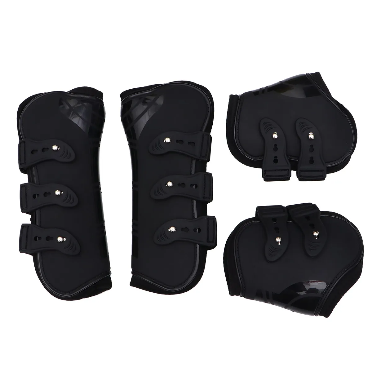 

2Pairs High Elasticity Soft PU Horse Leg Boots with Premium Hook-and-Loop Closure Full Protection Comfort Fit Xl Black
