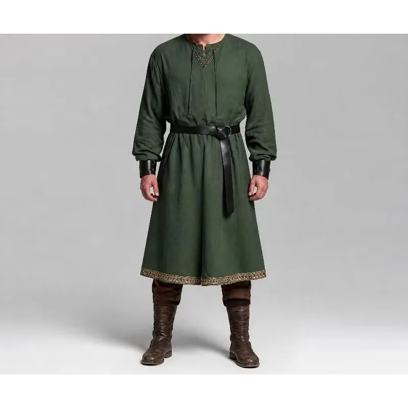 Medieval Surcoat Knight Warrior Costume Embroidery Tunic Long Shirt Tabard Long Sleeve Men Vikings Pirate Renaissance Outfit
