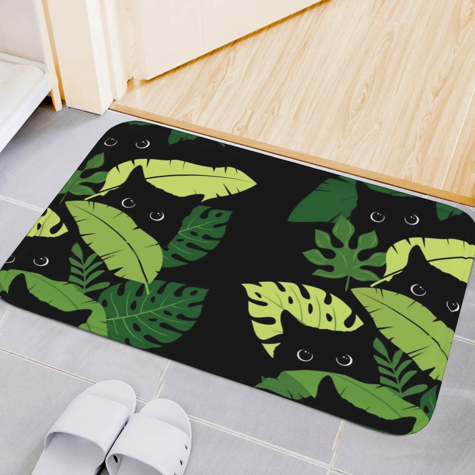 1pc Black turtle shell bamboo leaf pattern, machine washable polyester, suitable for bedrooms, living rooms, and dormitories.