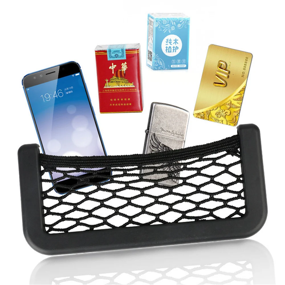 Car Organizer Storage Bag Auto Paste Net Pocket Phone Holder Car Accessories 20*8CM 8*15CM Universal