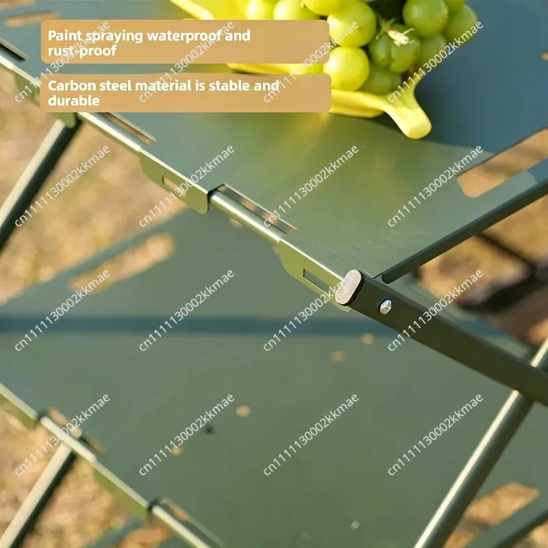 Outdoor Camping Portable Folding Storage Rack Carbon Steel Assembled Camping Table BBQ Picnic Fruit Rack Put Vegetable Rack