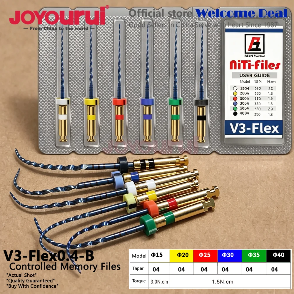 6pcs/Box Dental Endo Blue Root Canal Rotary File Thermal Activation NiTi Files Engine Use #15-#40 31mm/25mm Taper 04/06