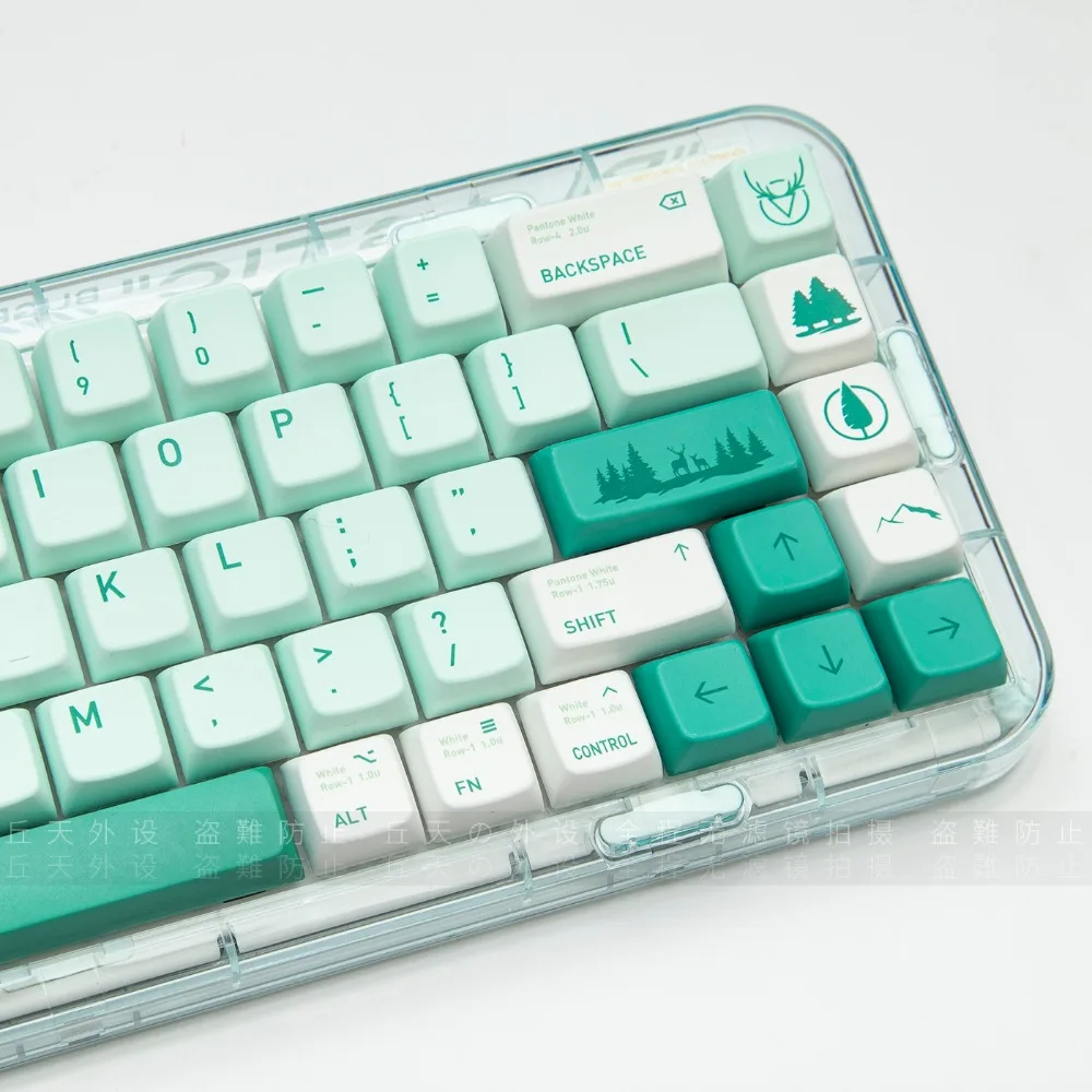 Forests Theme Keycaps 135 Keys PBT Transparent MDA Profile Thermal Sublimation Custom Keycap for Gaming Mechanical Keyboard Gift