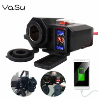 Dual USB Port Cigarette Lighter Socket Motorcycle Handlebar Charger For Phone Digital Display 2.1A Adapter Power Supply