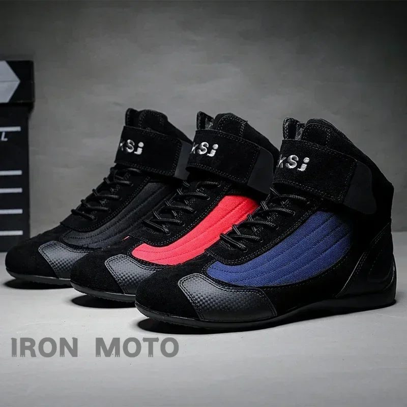 

Men's Classic Motorcycle Boots Lightweight Breathable Motocross Racing Karting Shoes Motorcyclist Go-Kart Footwear